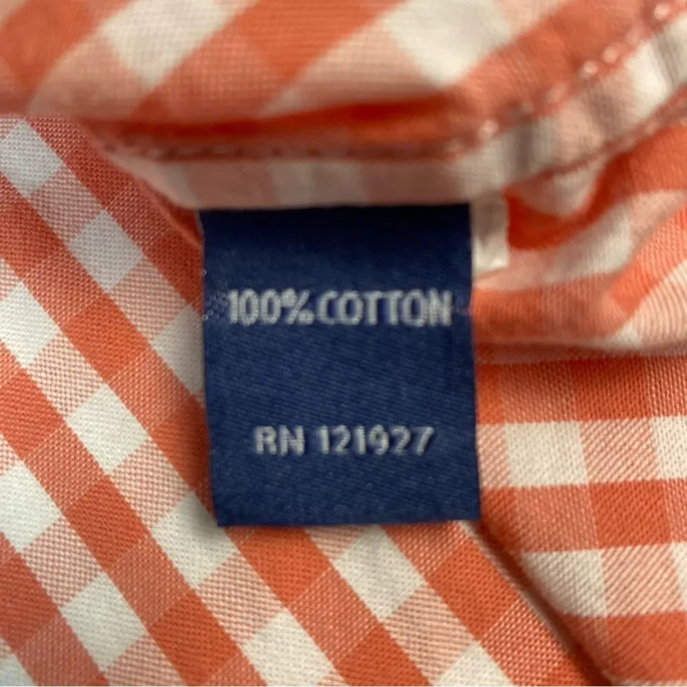 Johnnie-O Men’s Coral White Checkered Pattern Button Up Cotton Shirt Size S